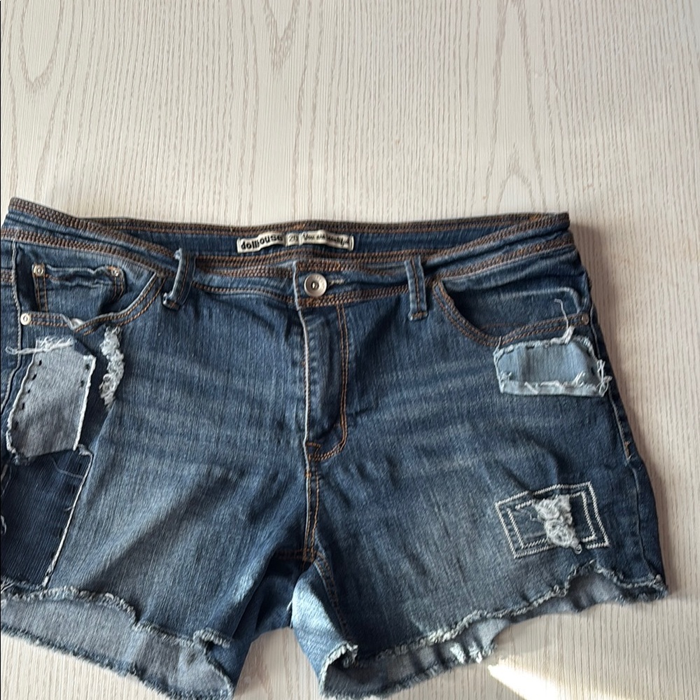 Dollhouse Blue Jean Shorts with Distressed Cut-Off Style